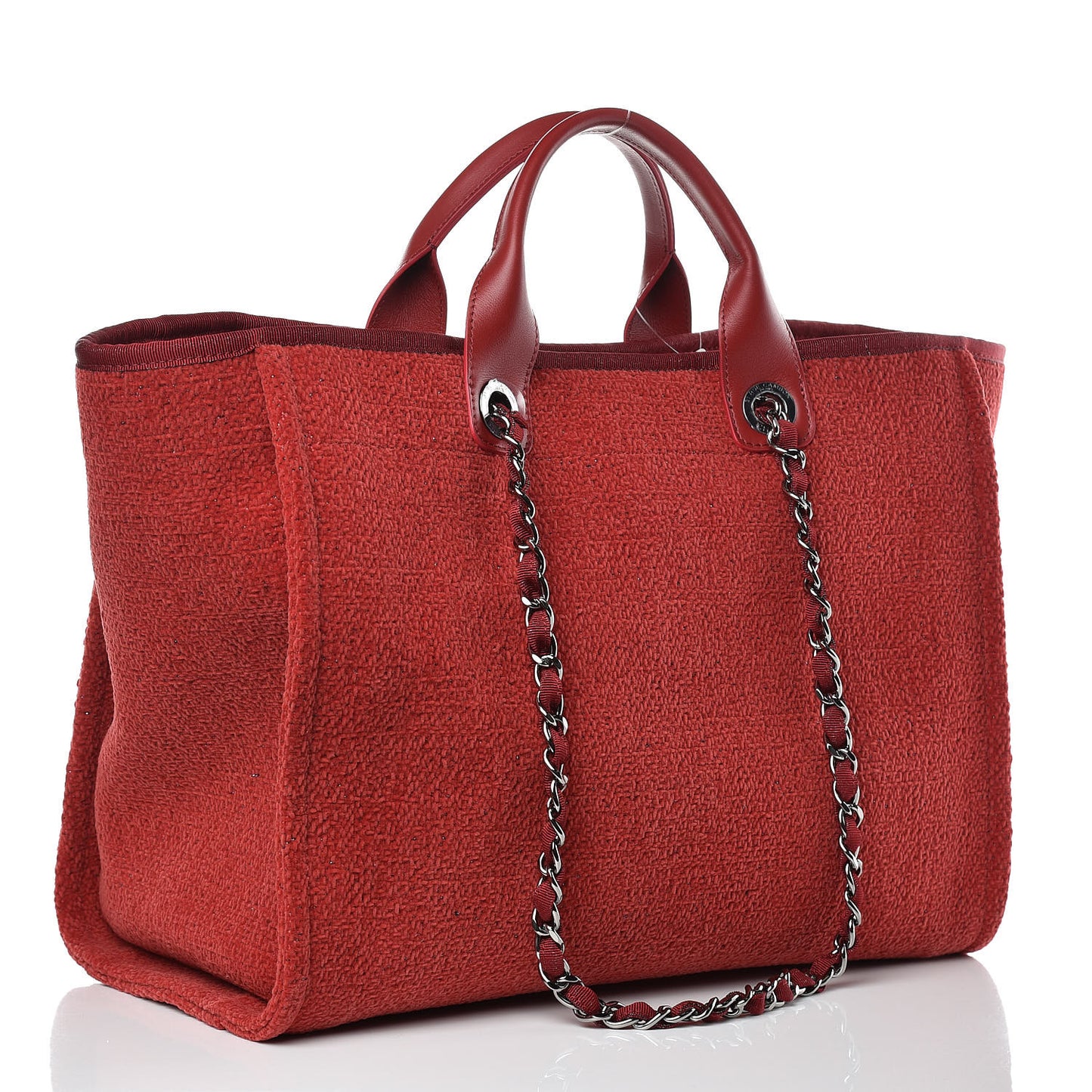 Lurex Boucle Medium Deauville Tote Red