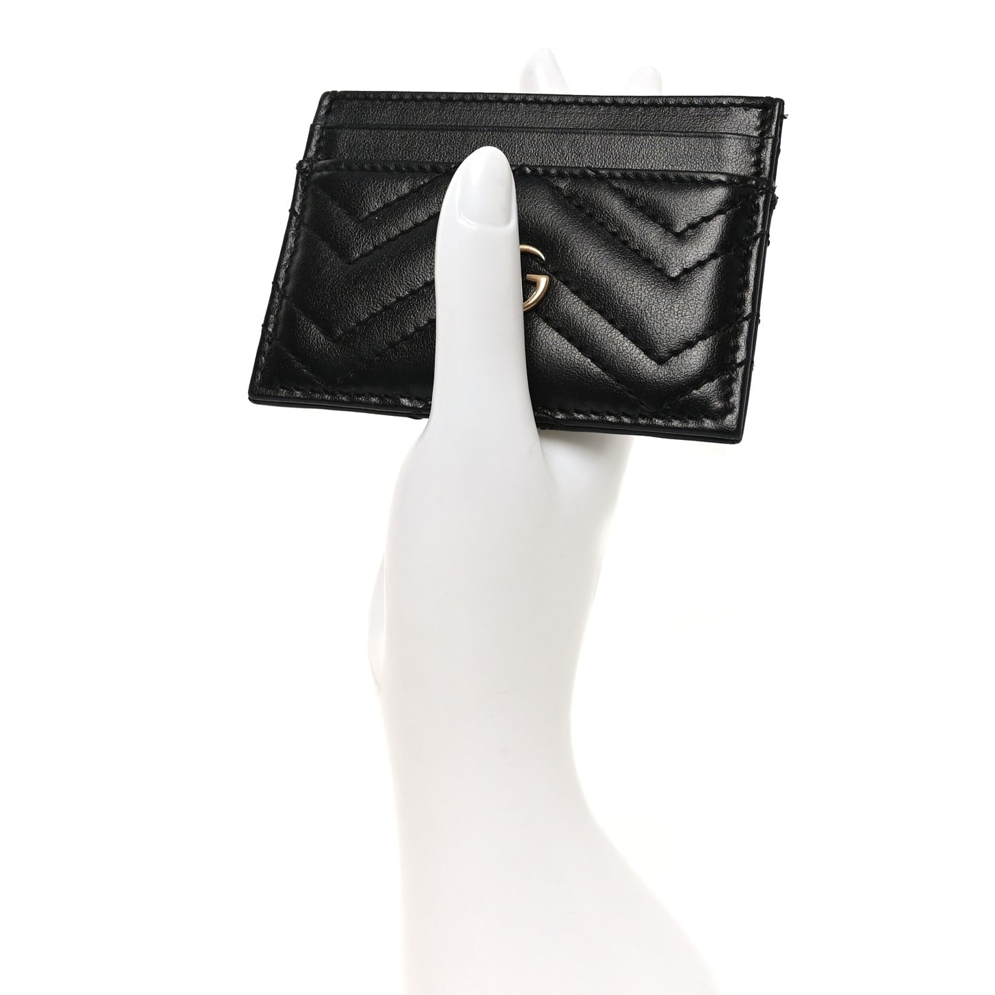 Calfskin Matelasse GG Marmont Card Holder Black