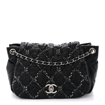 Chanel Nylon Quilted Tweed Stitch Bubble Flap Black 1 of 12