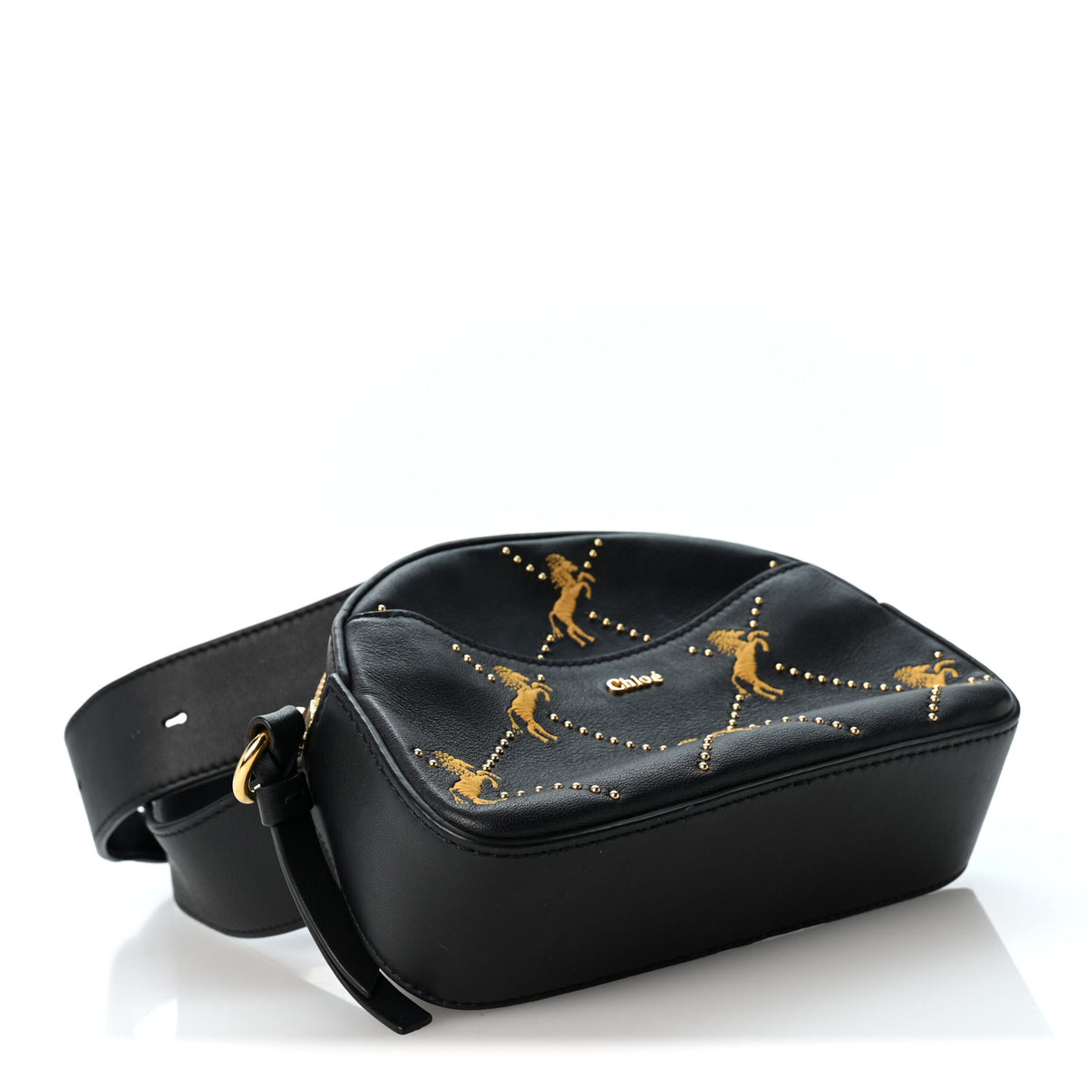 Chloe Smooth Calfskin Little Horses Embroidered Signature Belt Bag Black 4 of 9