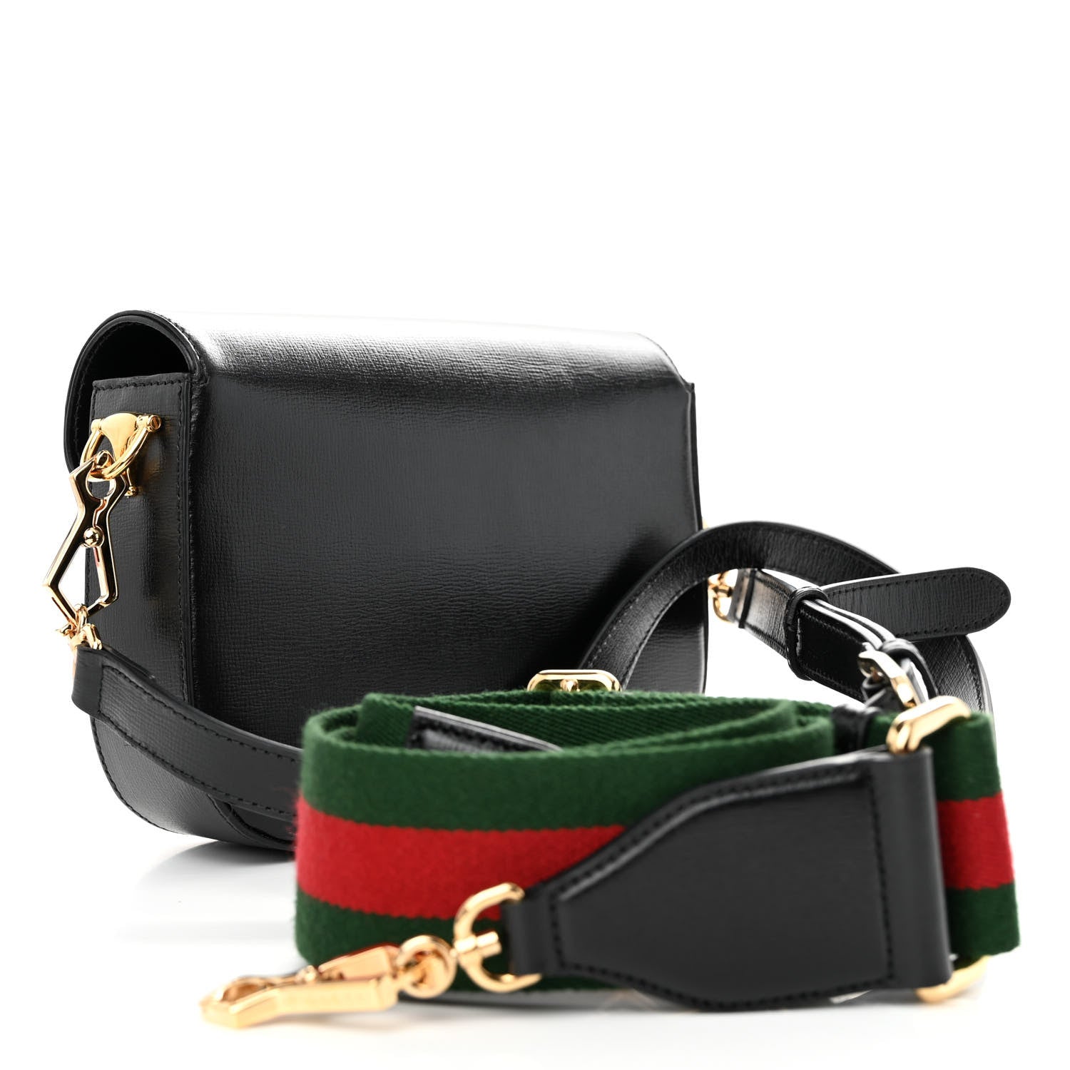 Gucci Azalea Calfskin Web Mini Horsebit 1955 Shoulder Bag Black 3 of 11