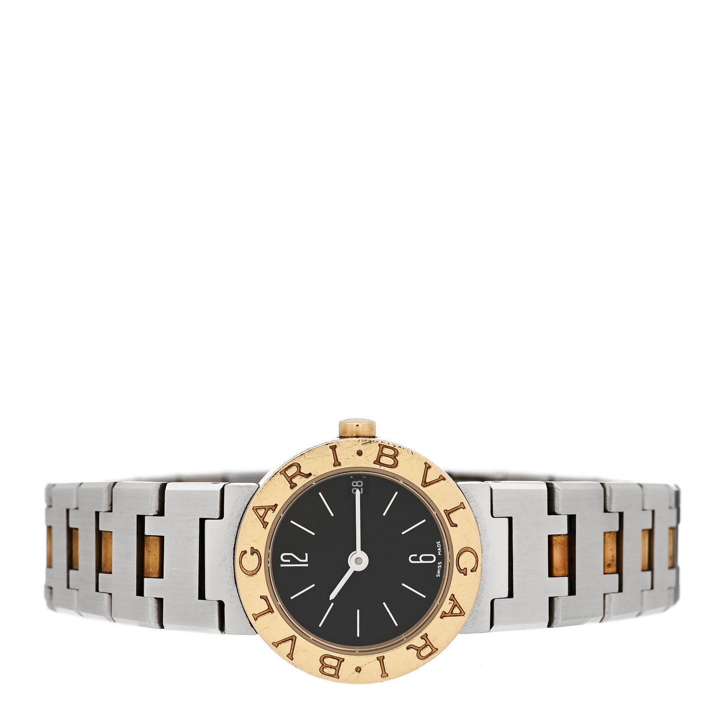 Stainless Steel 18K Yellow Gold 23mm Quartz Watch Black