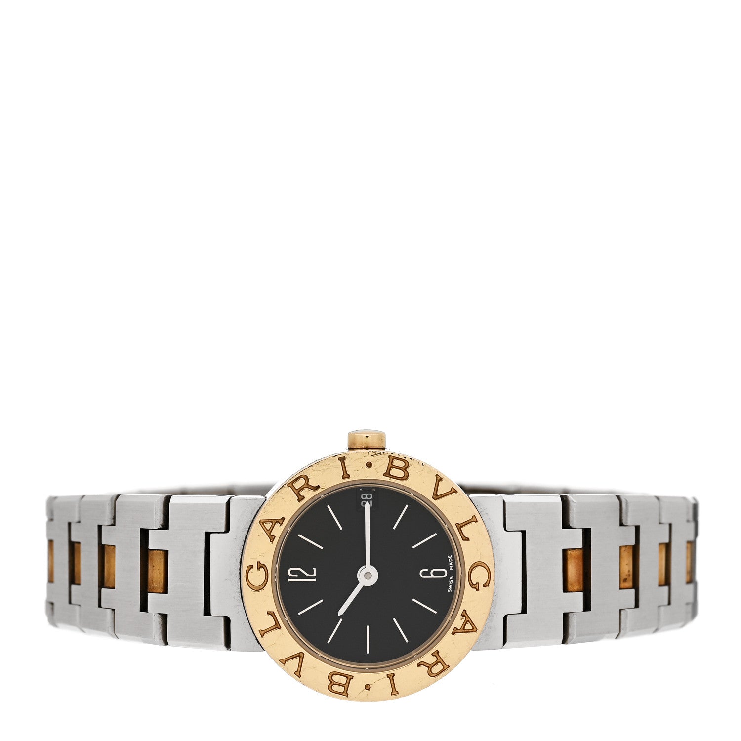 Bulgari Stainless Steel 18K Yellow Gold 23mm Quartz Watch Black 2 of 4