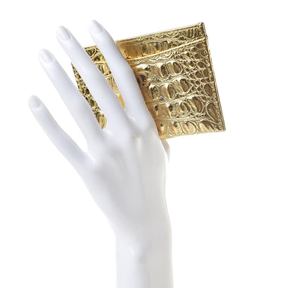 Chanel Metallic Calfskin Crocodile Embossed Cocodile Card Holder Gold 2 of 9
