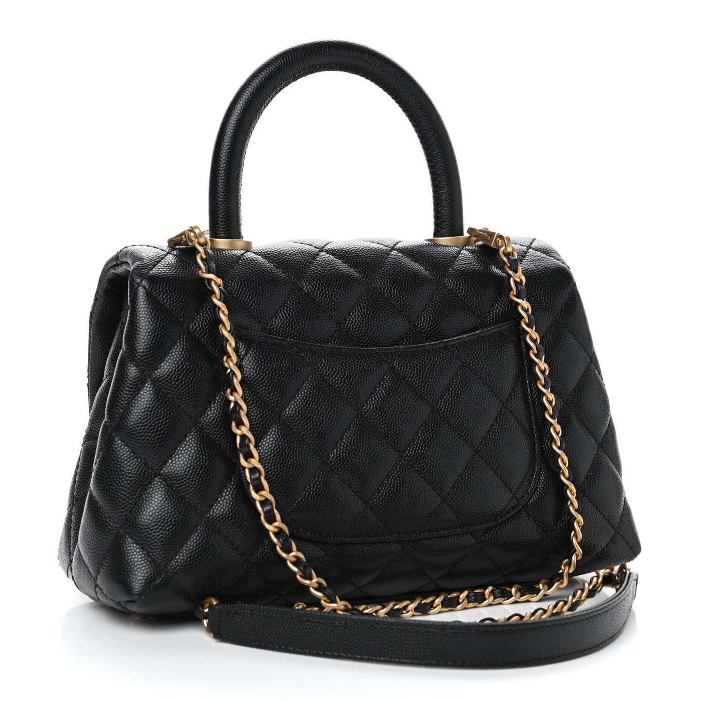 Caviar Quilted Mini Coco Handle Flap Black