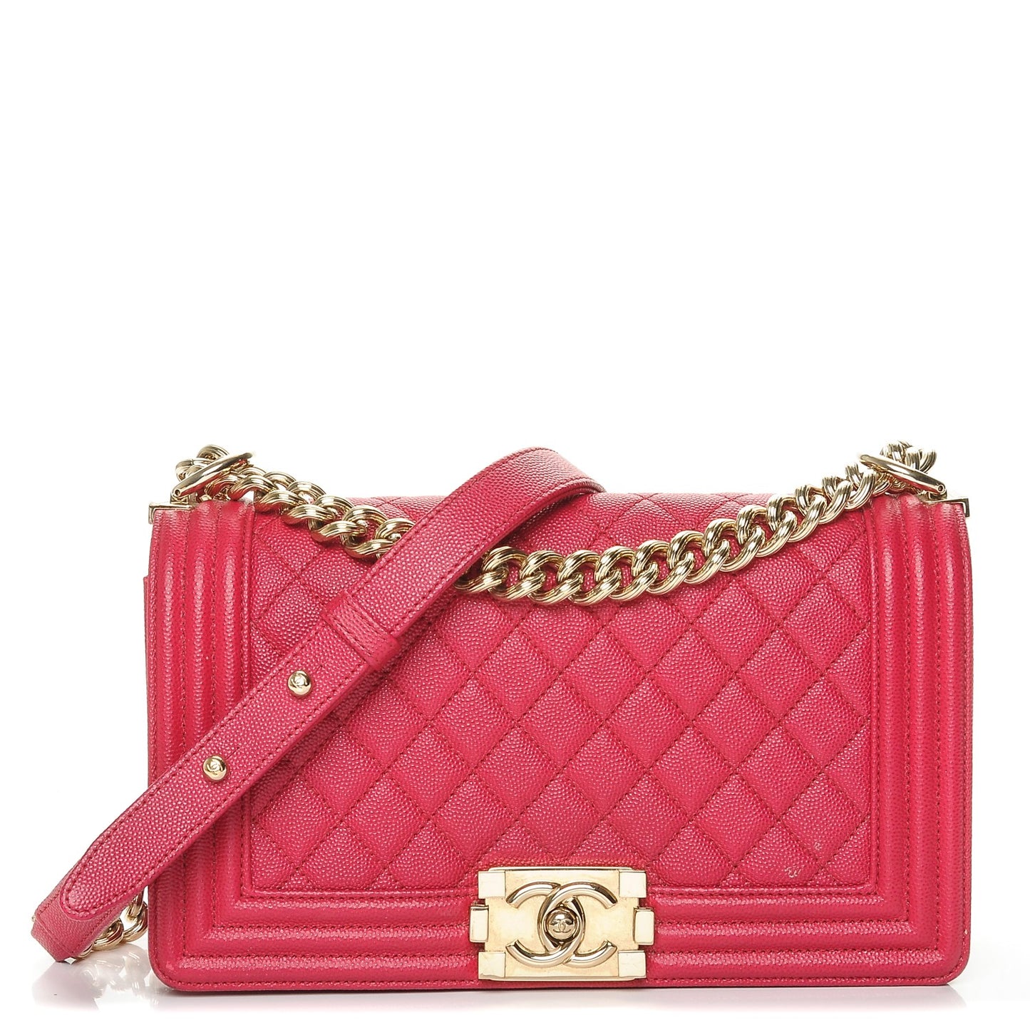 Caviar Quilted Medium Boy Flap Fuchsia
