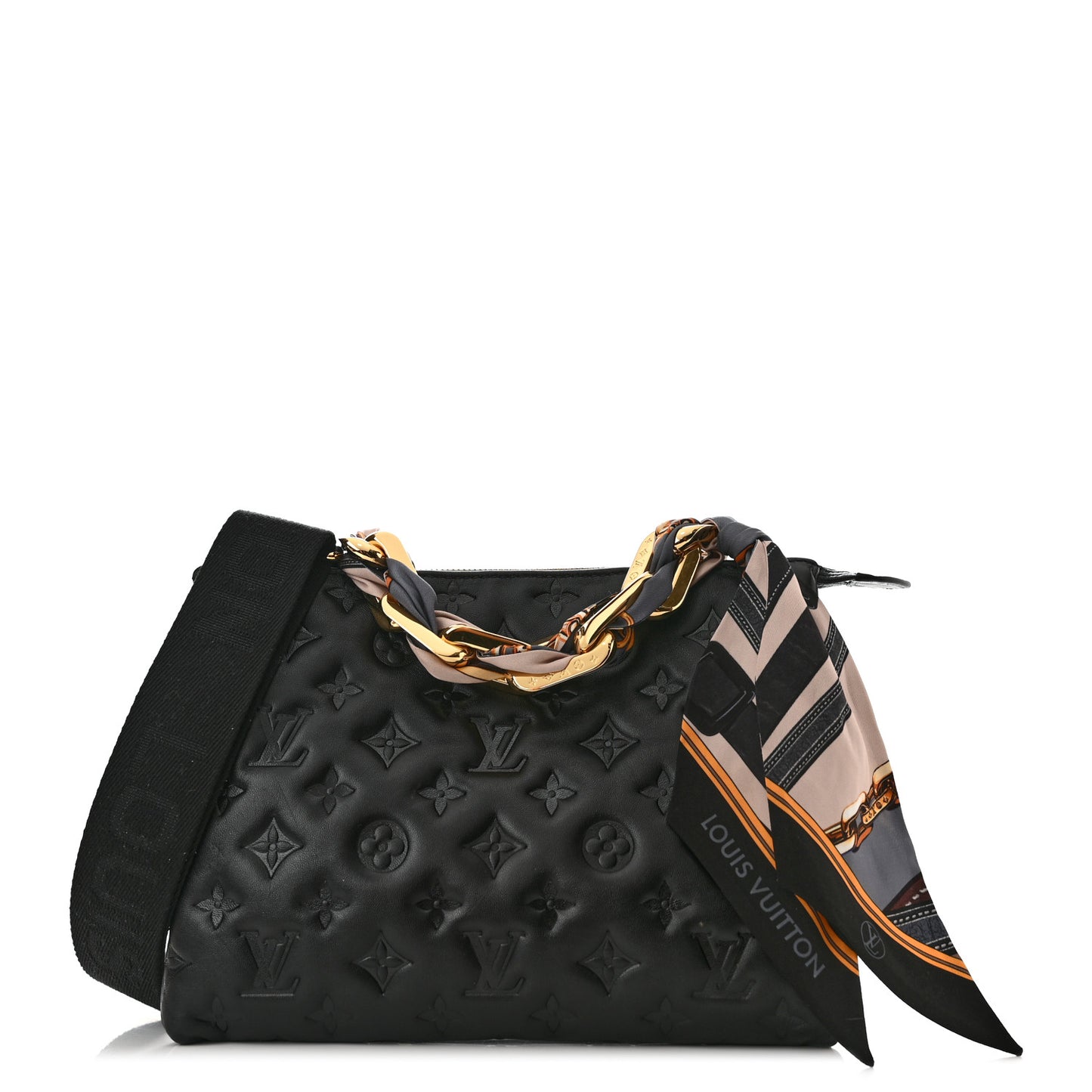 Lambskin Embossed Monogram Scarf Coussin PM Black