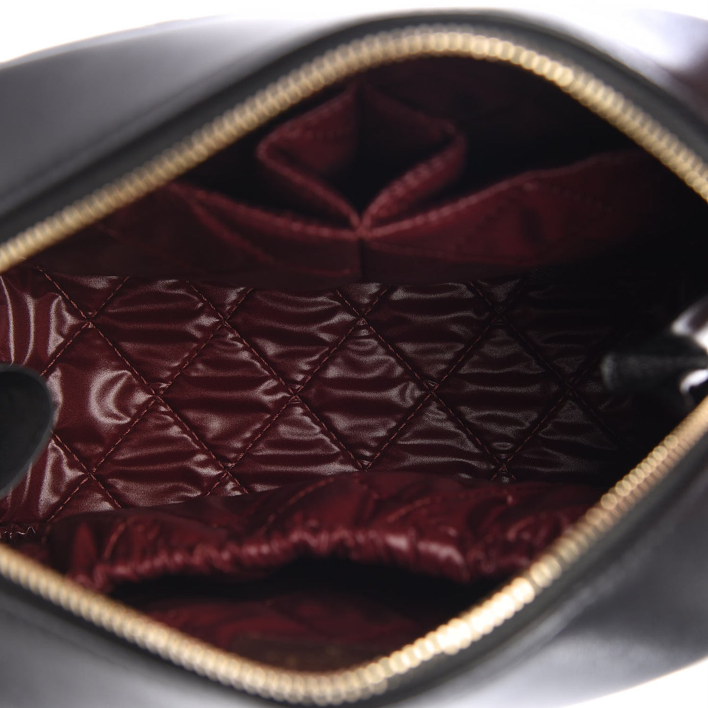Lambskin Quilted Medium Curvy Pouch Cosmetic Case Black