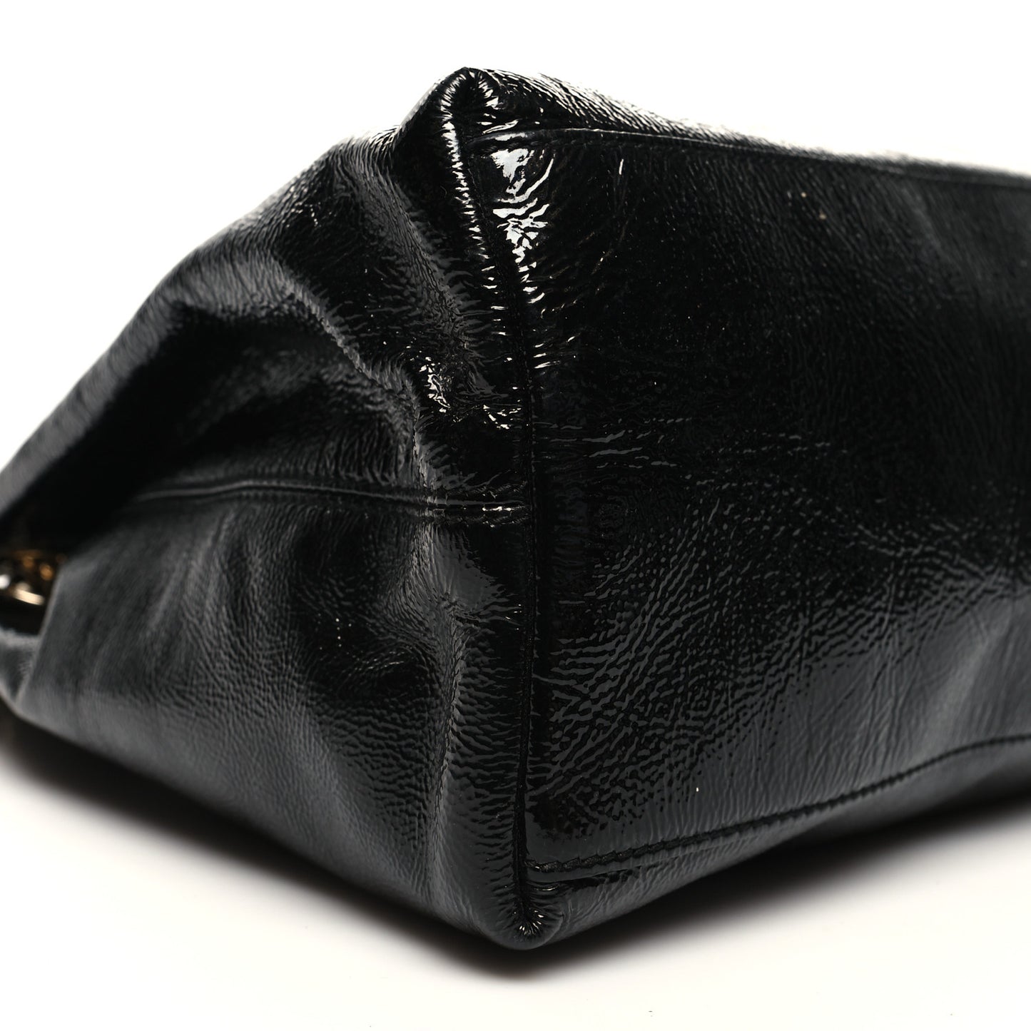 Patent Medium Soho Chain Shoulder Bag Black