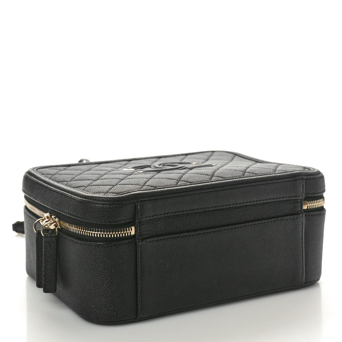Caviar Quilted Large CC Filigree Vanity Case Black