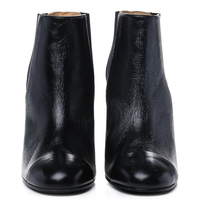 Chanel Crinkled Calfskin Cap Toe CC Short Ankle Boots 37.5 Black 2 of 11