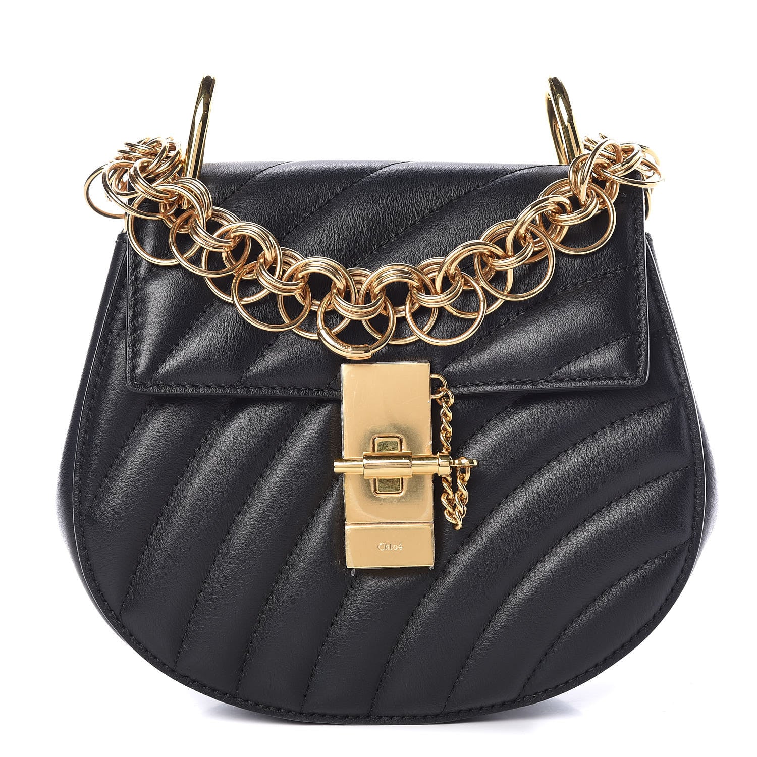 Chloe Calfskin Quilted Mini Drew Bijou Shoulder Bag Black 1 of 11