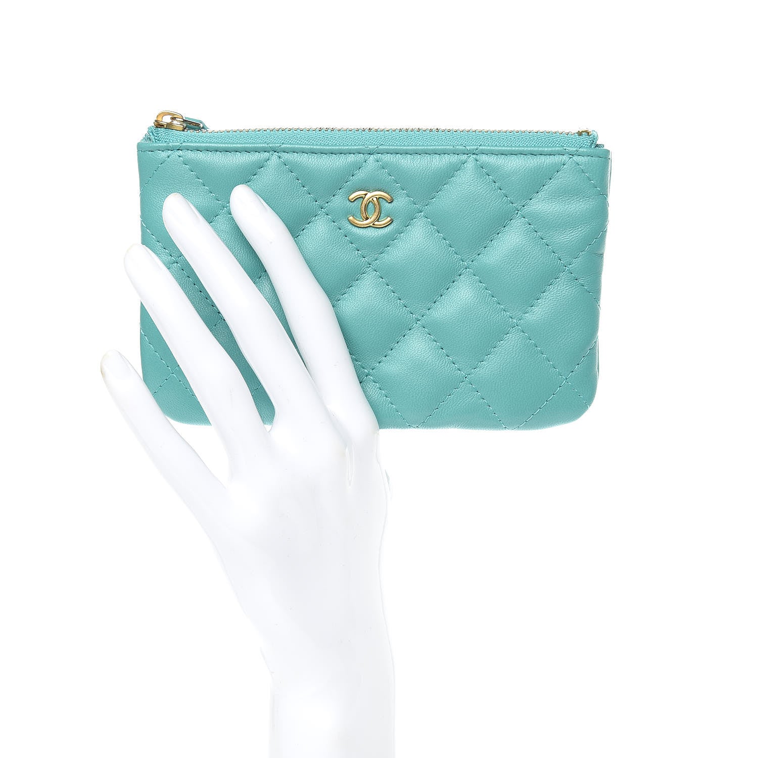 Chanel Lambskin Quilted Small Cosmetic Case Green 2 of 8