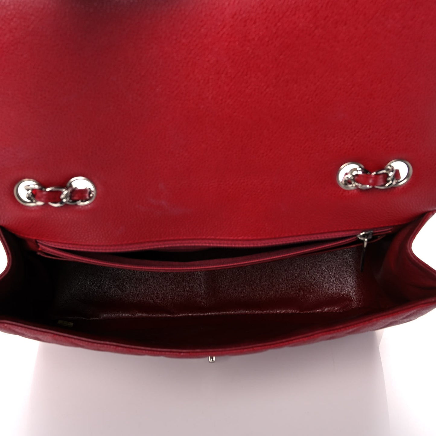 Caviar Quilted Jumbo Single Flap Dark Red