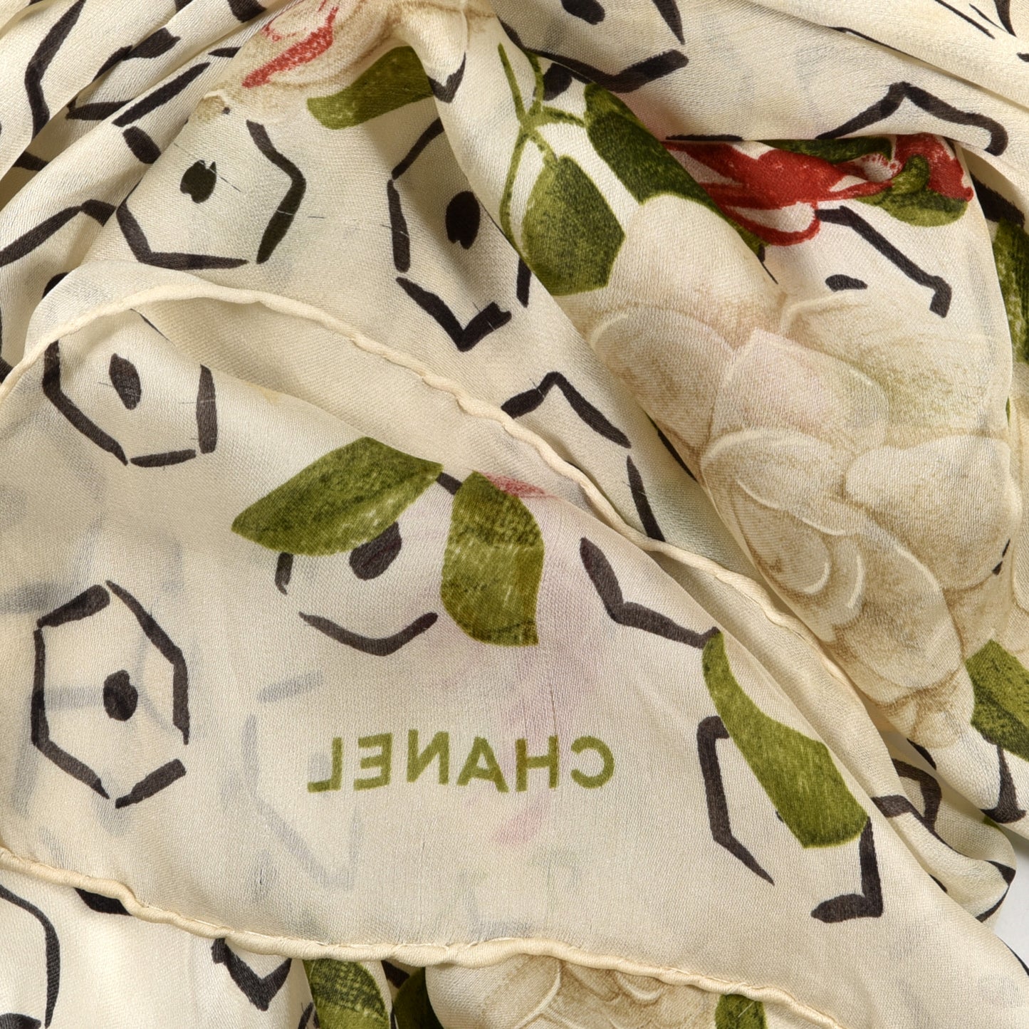 Silk CC Camellia Square Scarf