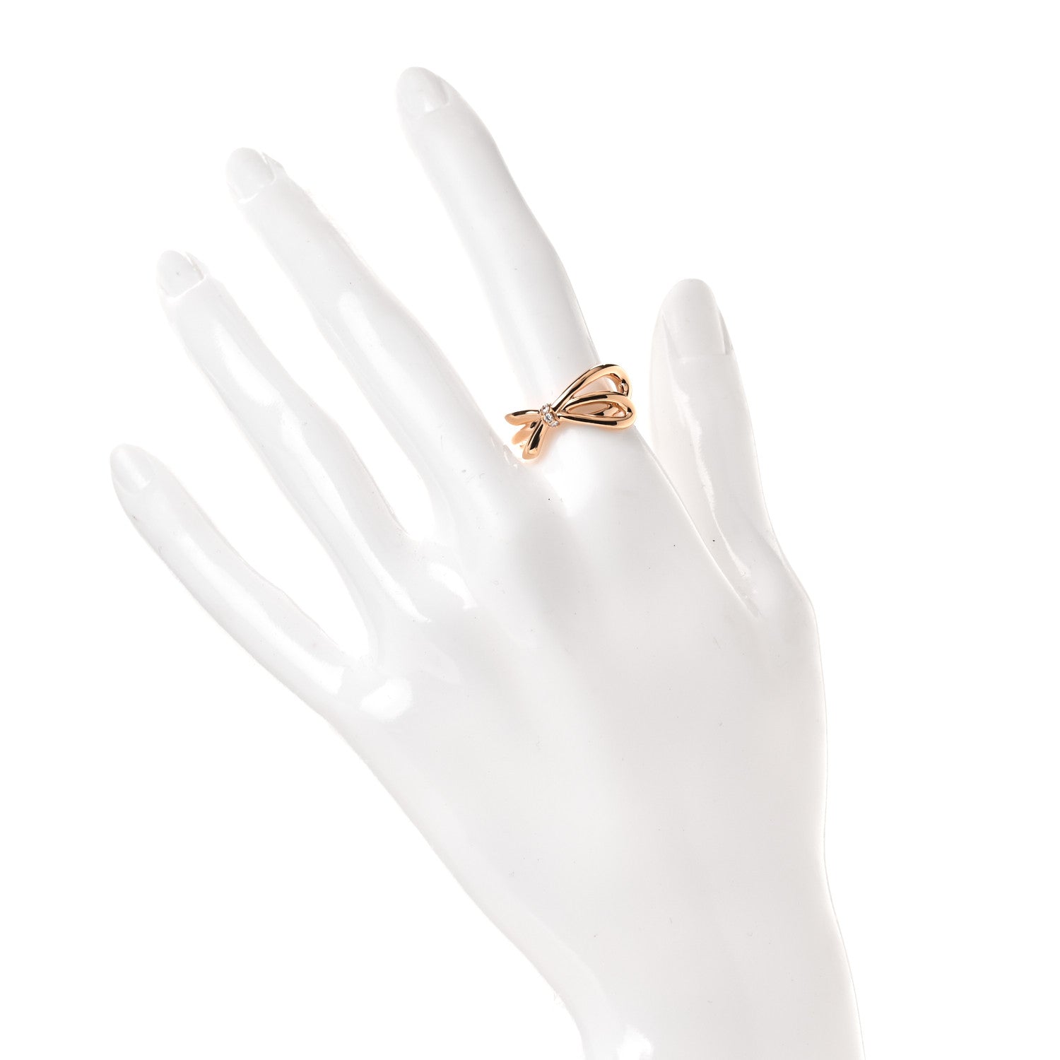 Tiffany 18K Rose Gold Diamond Bow Ring 53 6.5 2 of 4