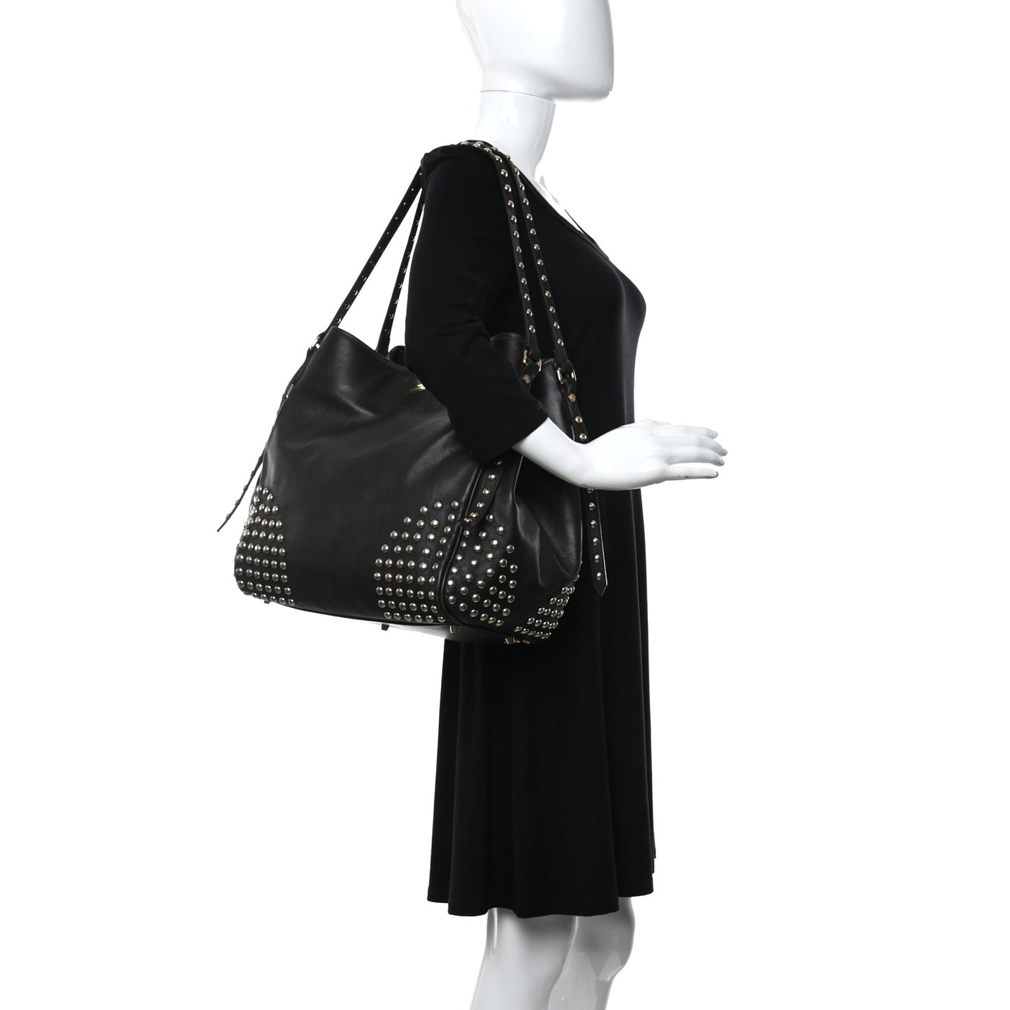 Lambskin Bridle Studs Large Canterbury Tote Dark Brown
