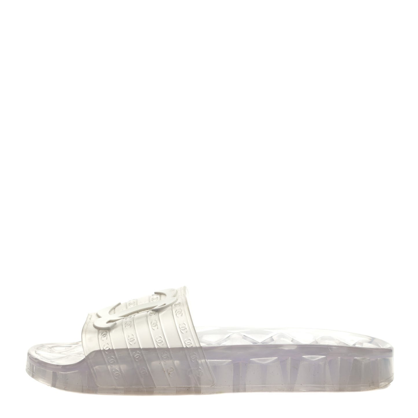 PVC Transparent CC Flat Slide Sandals White
