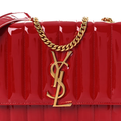 Saint Laurent Patent Calfskin Matelasse Vicky Chain Wallet Rouge Eros 7 of 10