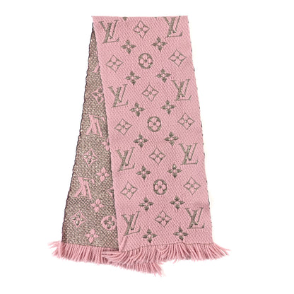 Louis Vuitton Wool Silk Logomania Shine Scarf Pink 2 of 3
