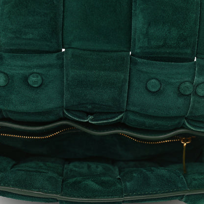 Bottega Veneta Suede Maxi Intrecciato Padded Chain Cassette Crossbody Bag Emerald Green 5 of 10