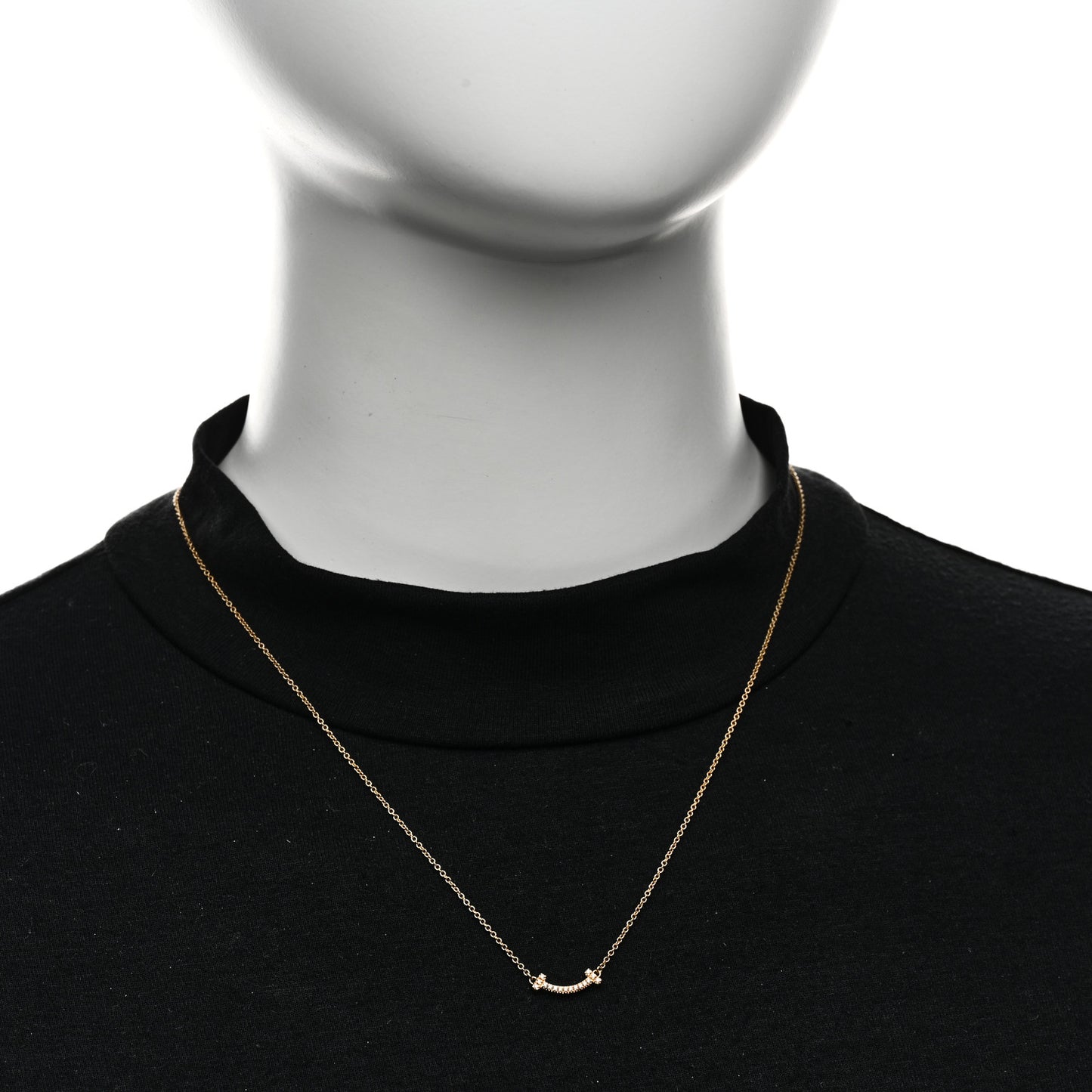 18K Yellow Gold Diamond Mini T Smile Pendant Necklace