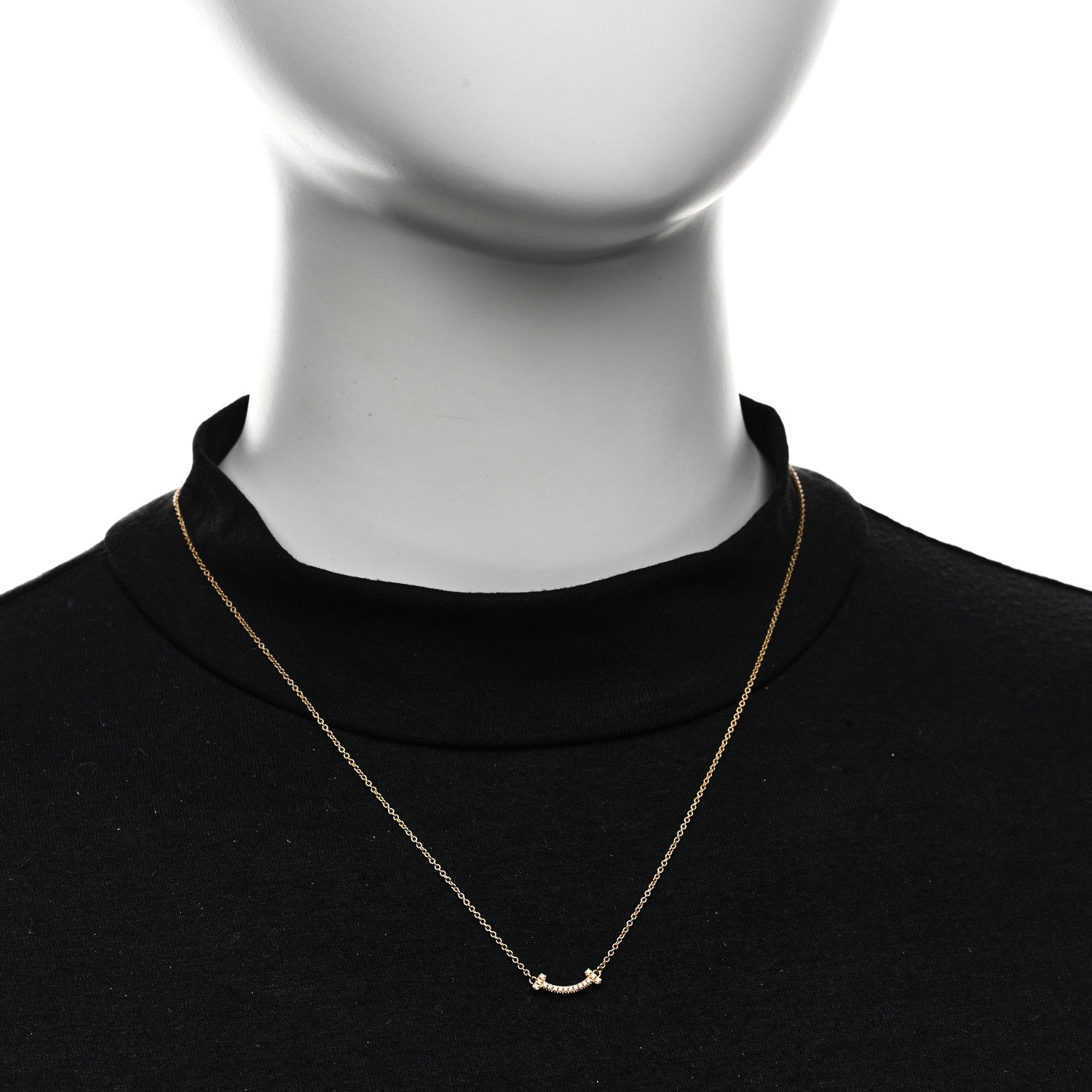 Tiffany 18K Yellow Gold Diamond Mini T Smile Pendant Necklace 2 of 6