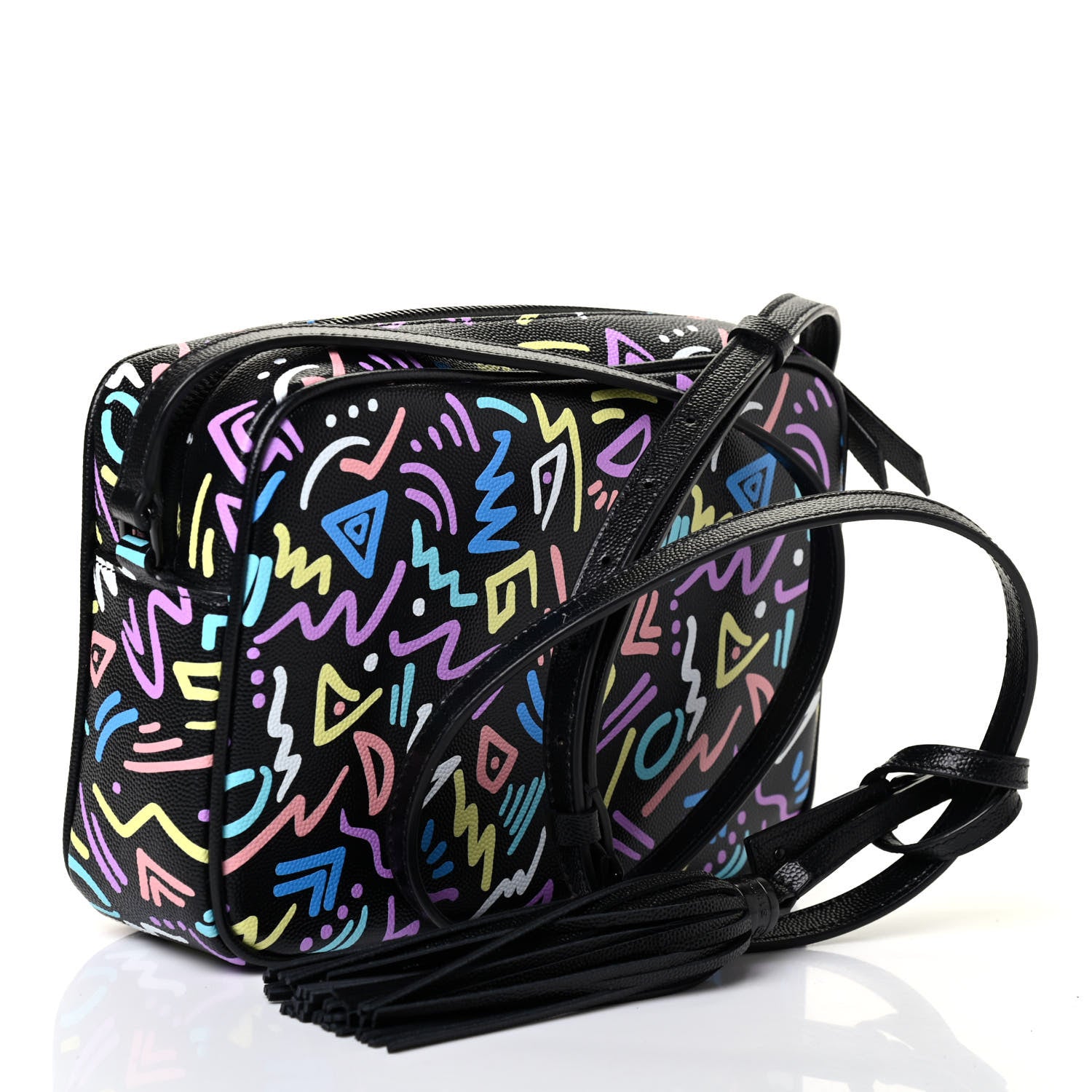 Saint Laurent Grain De Poudre Medium Classic Monogram Multicolor Graphic Print Lou Camera Bag Black 2 of 4