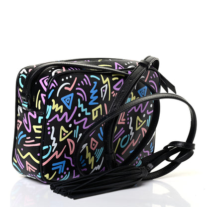 Saint Laurent Grain De Poudre Medium Classic Monogram Multicolor Graphic Print Lou Camera Bag Black 2 of 4