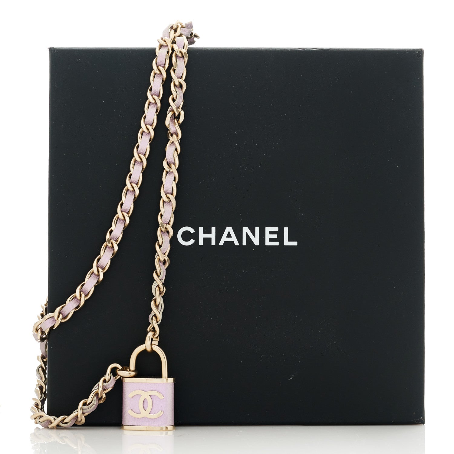Chanel Metal Lambskin Lock Necklace Iridescent Pink 6 of 6