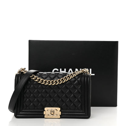 Chanel Lambskin Quilted Medium Boy Flap Black 15 of 15