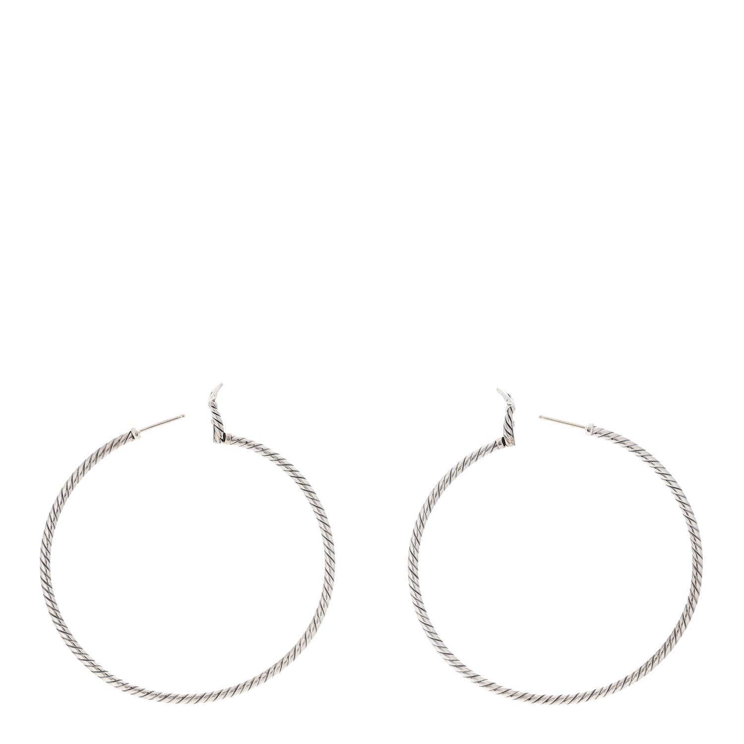 David Yurman Sterling Silver Extra Large Cable Classics Hoop Earrings 3 of 6