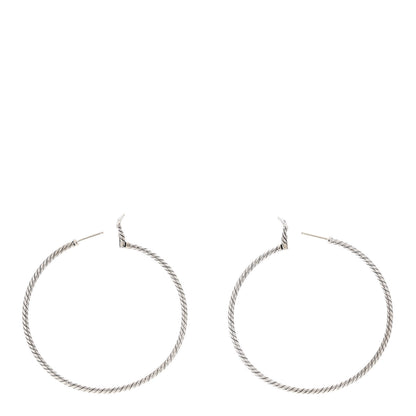 David Yurman Sterling Silver Extra Large Cable Classics Hoop Earrings 3 of 6