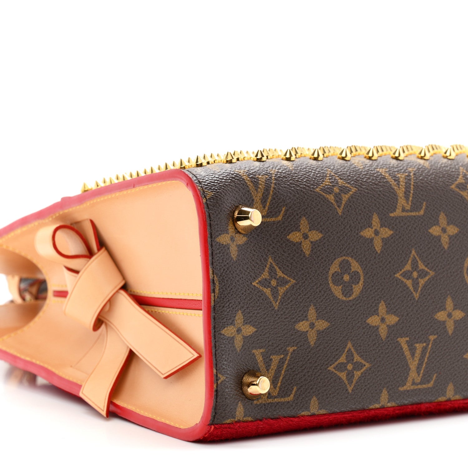Louis Vuitton Monogram Calf Hair Spikes Iconoclasts Christian Louboutin Tote Red 8 of 9