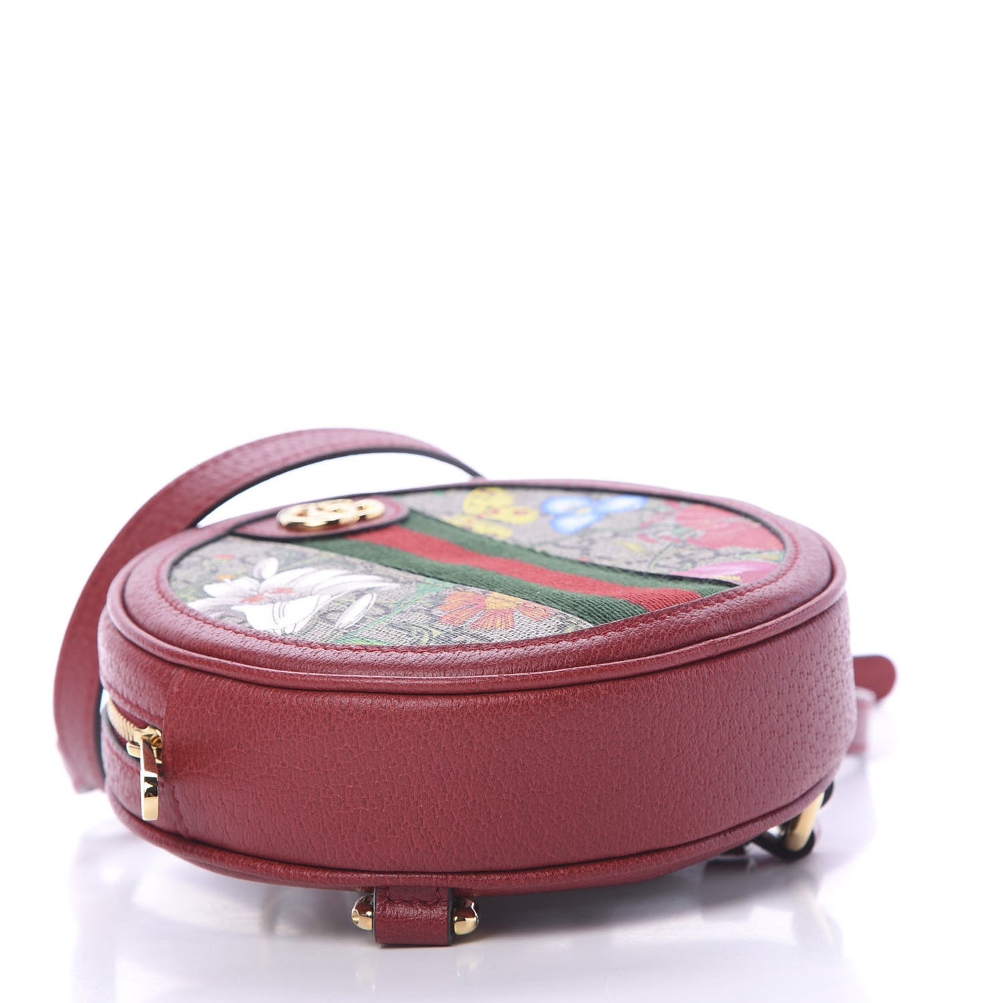 GG Supreme Monogram Web Flora Mini Ophidia Round Backpack Red