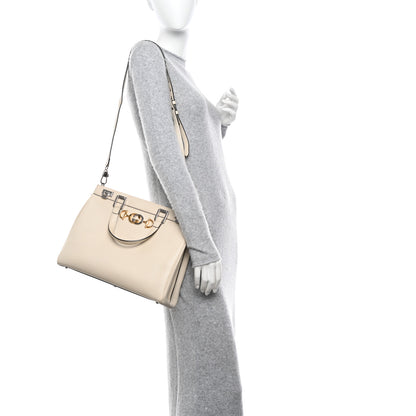 Gucci Grainy Calfskin Medium Zumi Top Handle Bag Mystic White 2 of 12