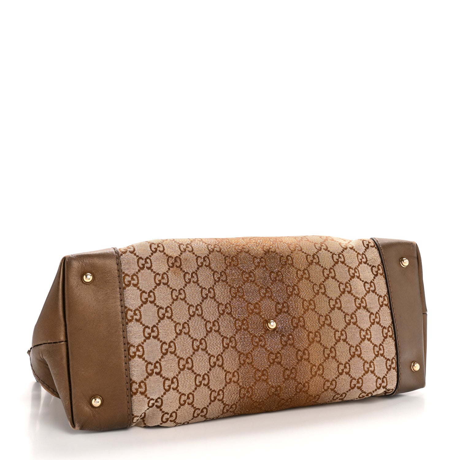 Gucci Monogram Lurex Heart Bit Charm Dome Satchel Bronze 4 of 13