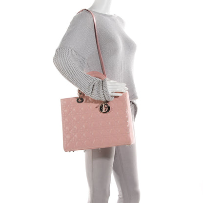 Christian Dior Patent Cannage Large Lady Dior Light Pink 2 of 9