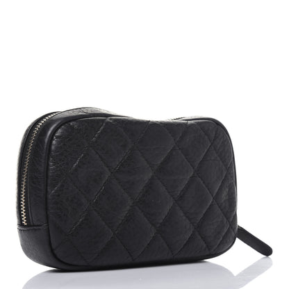 Chanel Calfskin Quilted Small Curvy Pouch Cosmetic Case Navy Blue 3 of 10