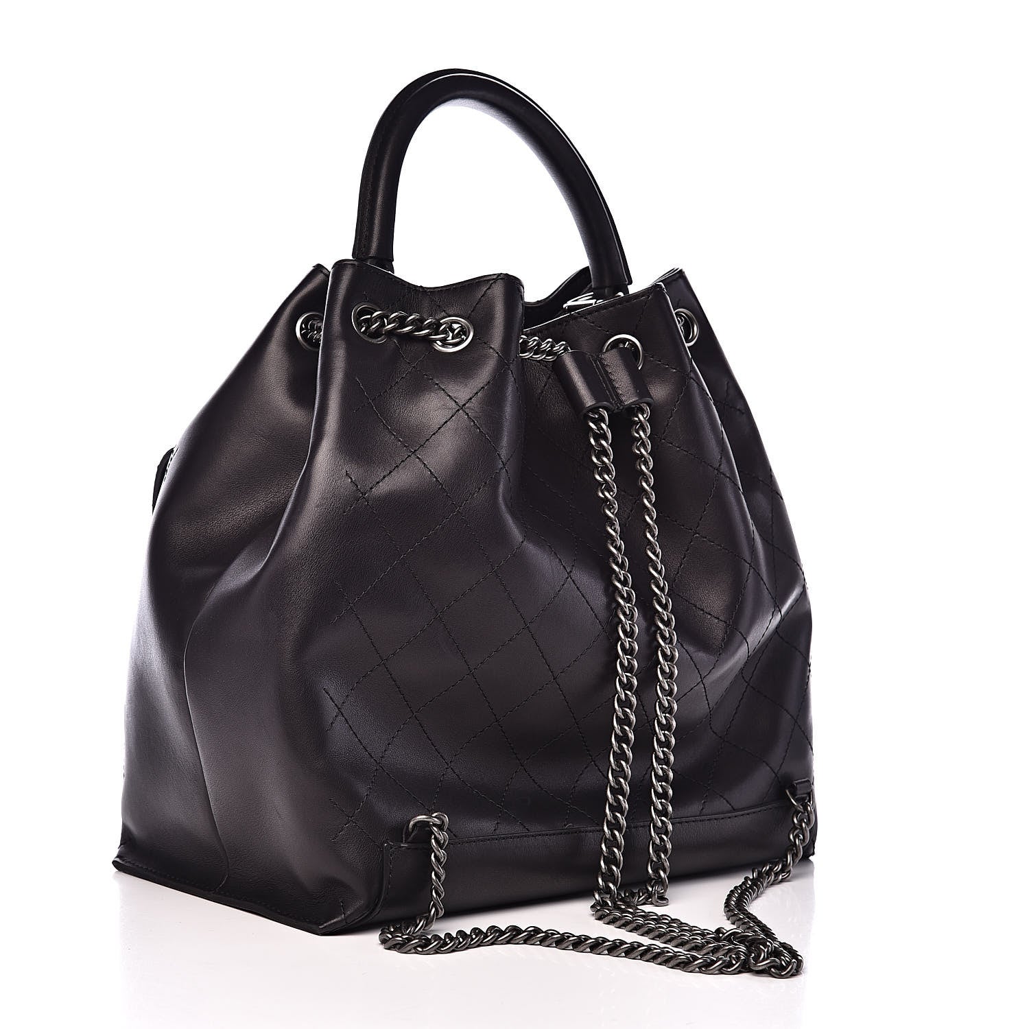 Chanel Calfskin Stitched Large Urban Luxury Drawstring Backpack Black 3 of 11