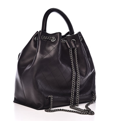 Chanel Calfskin Stitched Large Urban Luxury Drawstring Backpack Black 3 of 11
