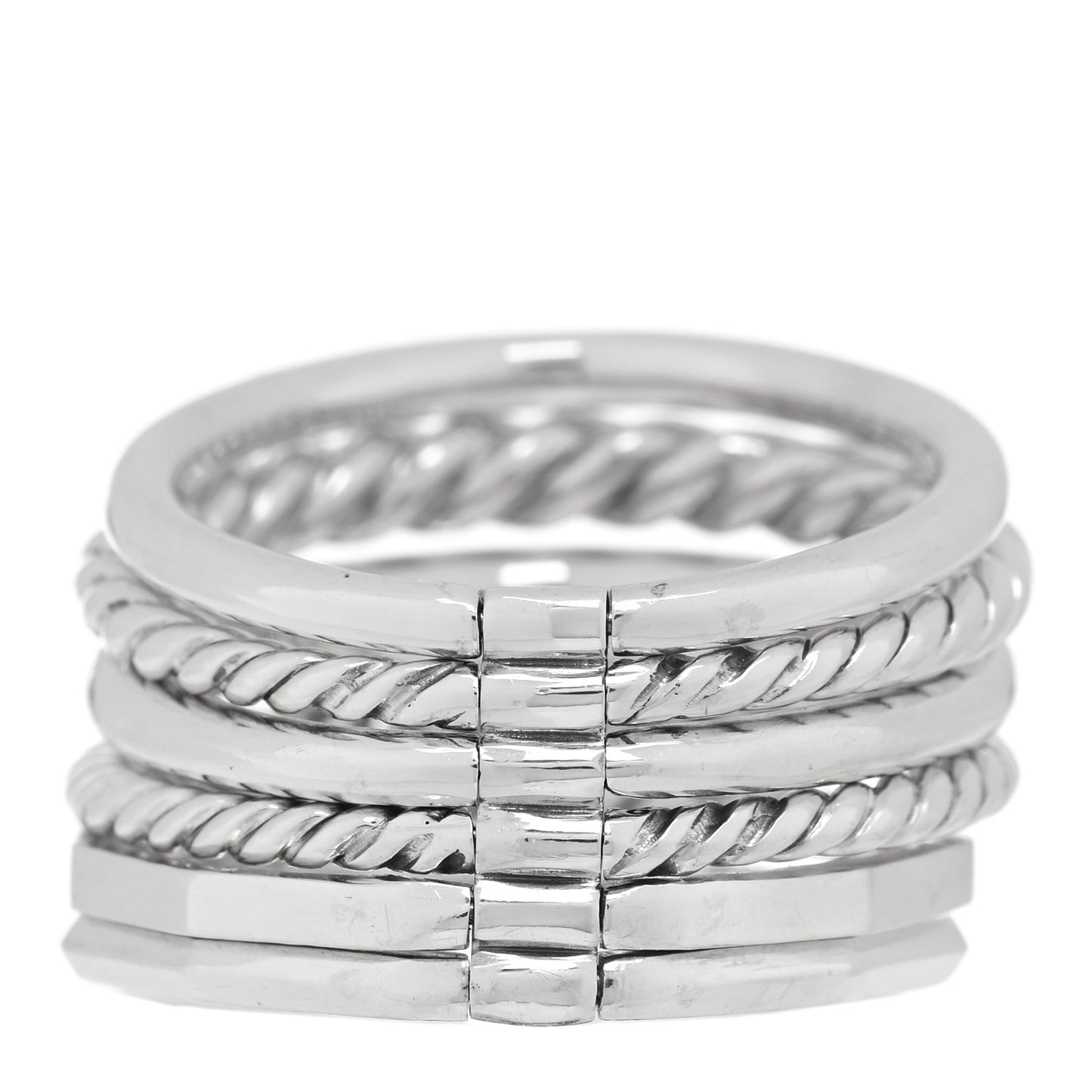 Sterling Silver Diamond 16mm Stax Wide Stacked Ring 59 8.75
