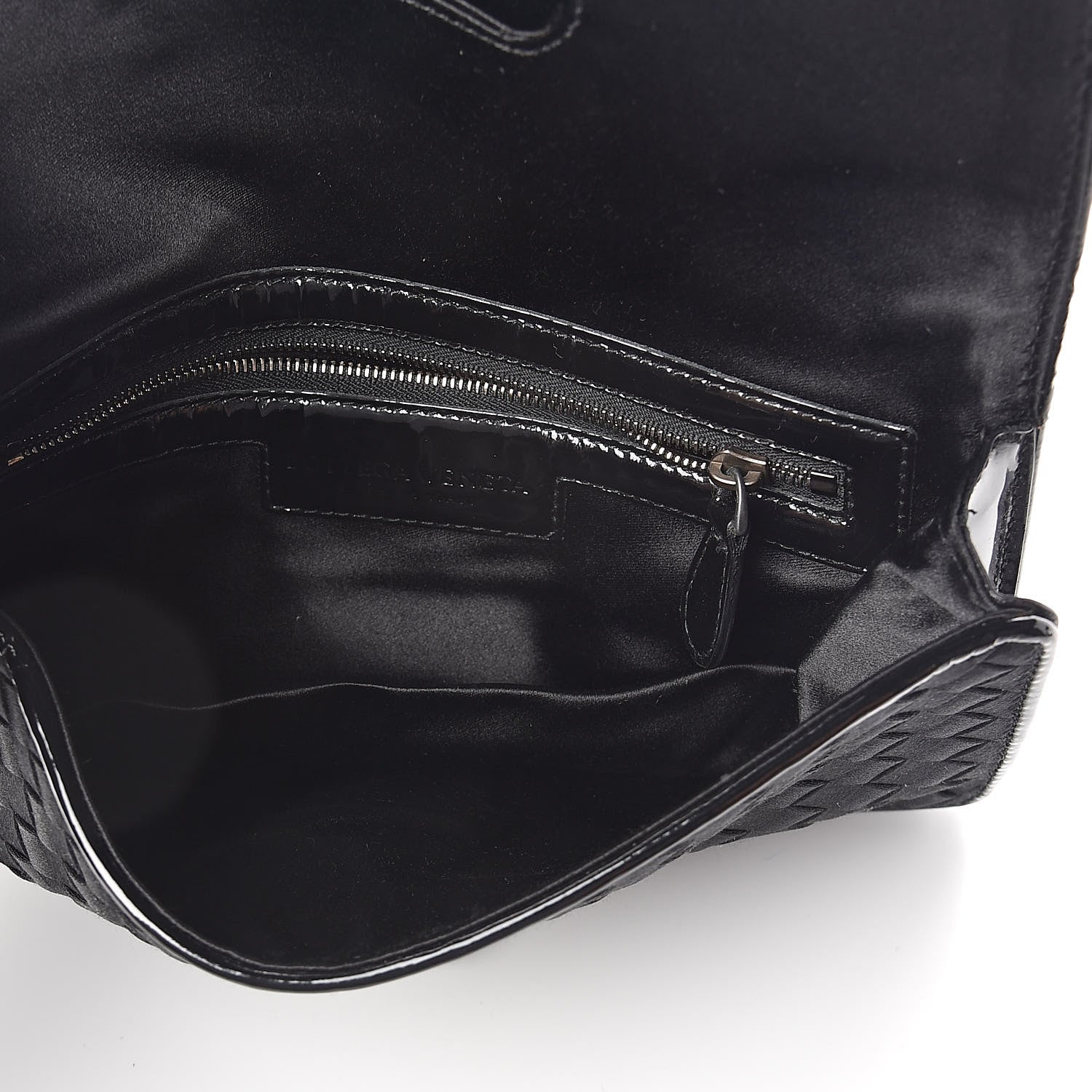 Bottega Veneta Satin Patent Intrecciato Flap Clutch Black 5 of 7