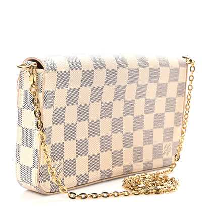 Louis Vuitton Damier Azur Pochette Felicie Chain Wallet Rose Ballerine 4 of 11