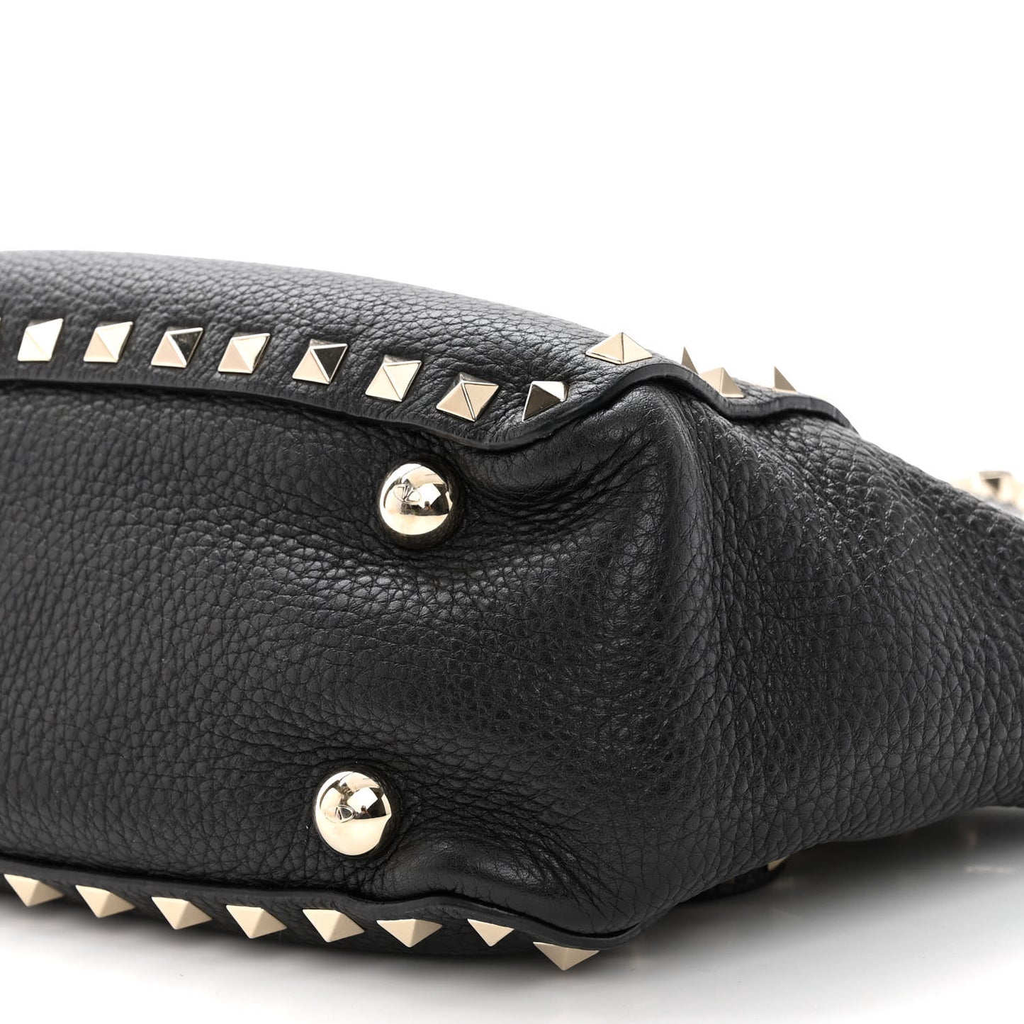 Pebbled Calfskin Mini Rockstud Tote Black