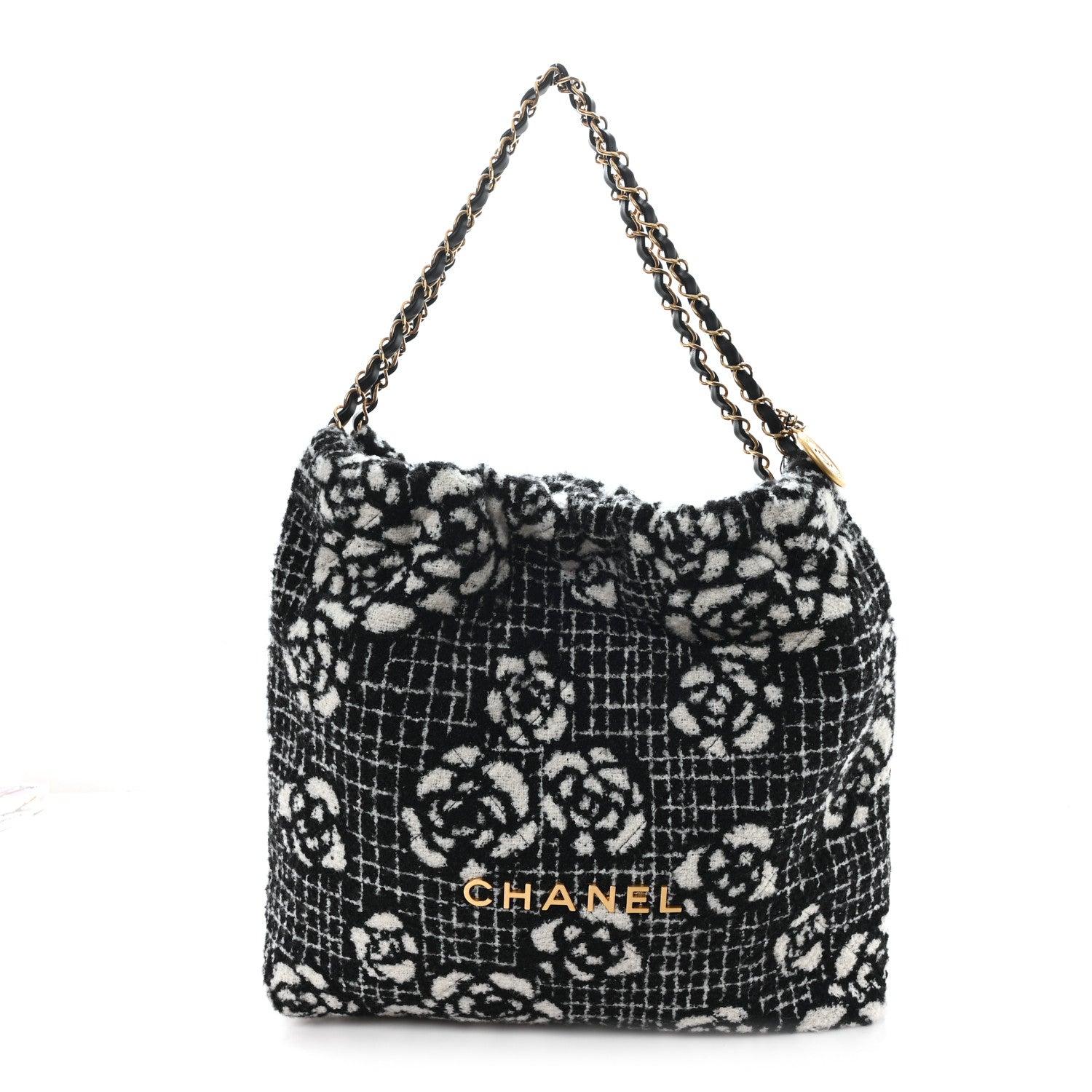 Chanel Cashmere Quilted Camellia Chanel 22 Black White 1 of 12