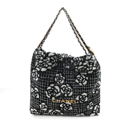 Chanel Cashmere Quilted Camellia Chanel 22 Black White 1 of 12