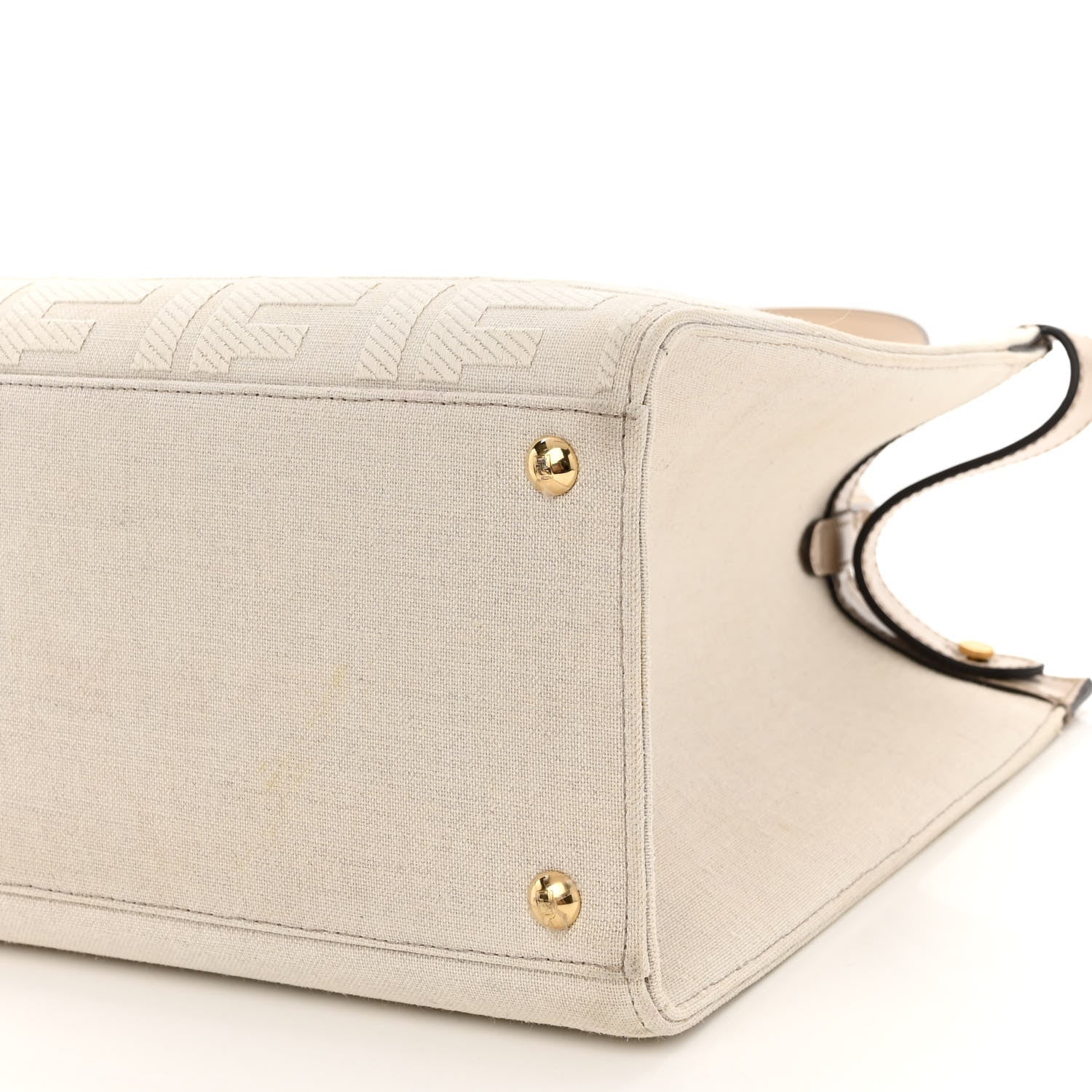 Fendi Canvas Vitello King FF Embroidered Medium Peekaboo X-Tote Poudre 10 of 12