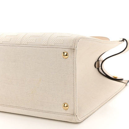 Fendi Canvas Vitello King FF Embroidered Medium Peekaboo X-Tote Poudre 10 of 12