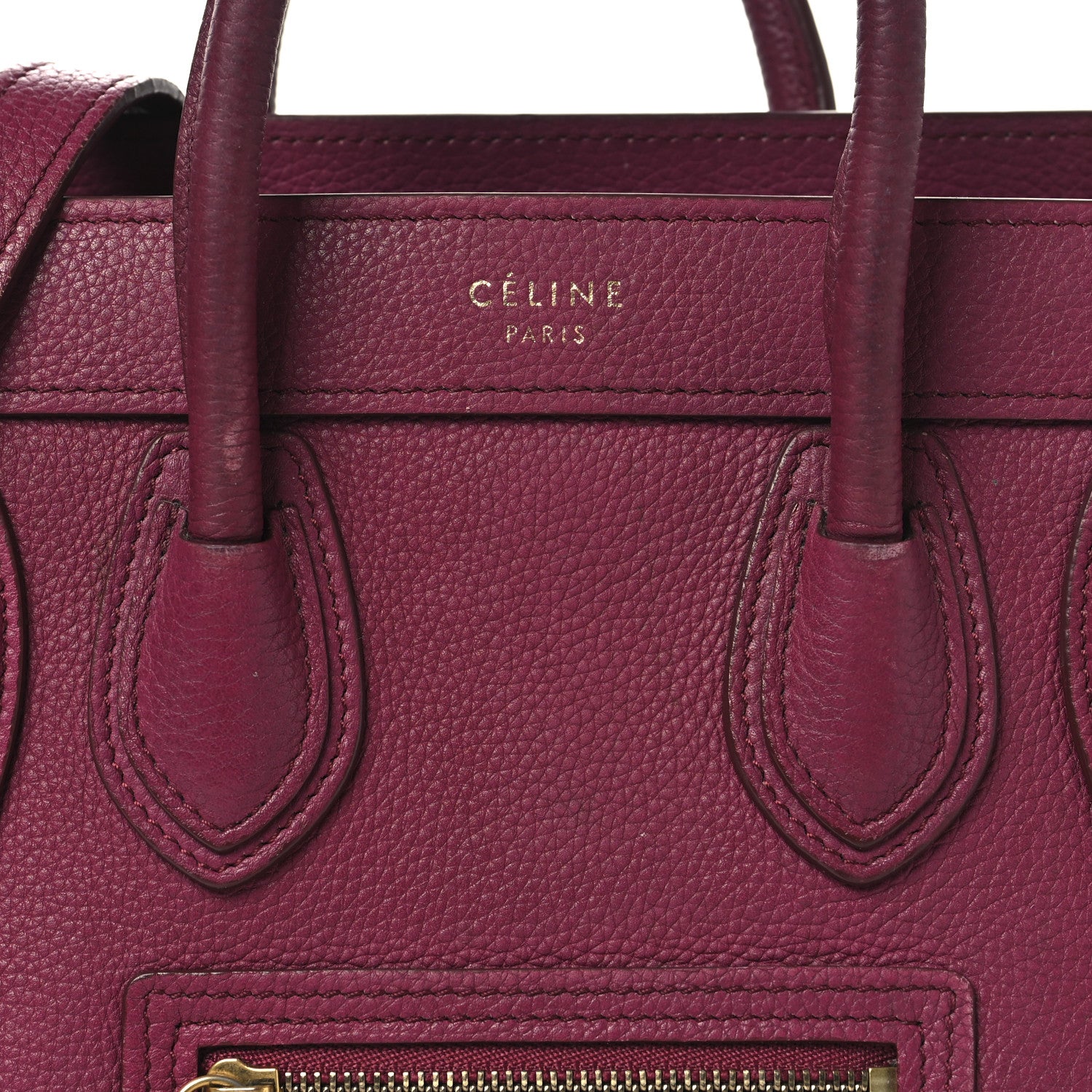 Celine Drummed Calfskin Nano Luggage Plum 6 of 11